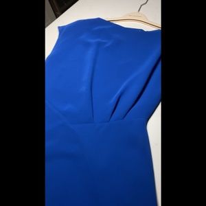 Reiss Asymmetrical Royal Blue Cap Sleeved Midi Dress